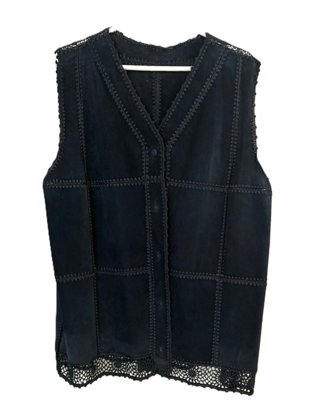 Navy Suede Patchwork Vest Size 2X